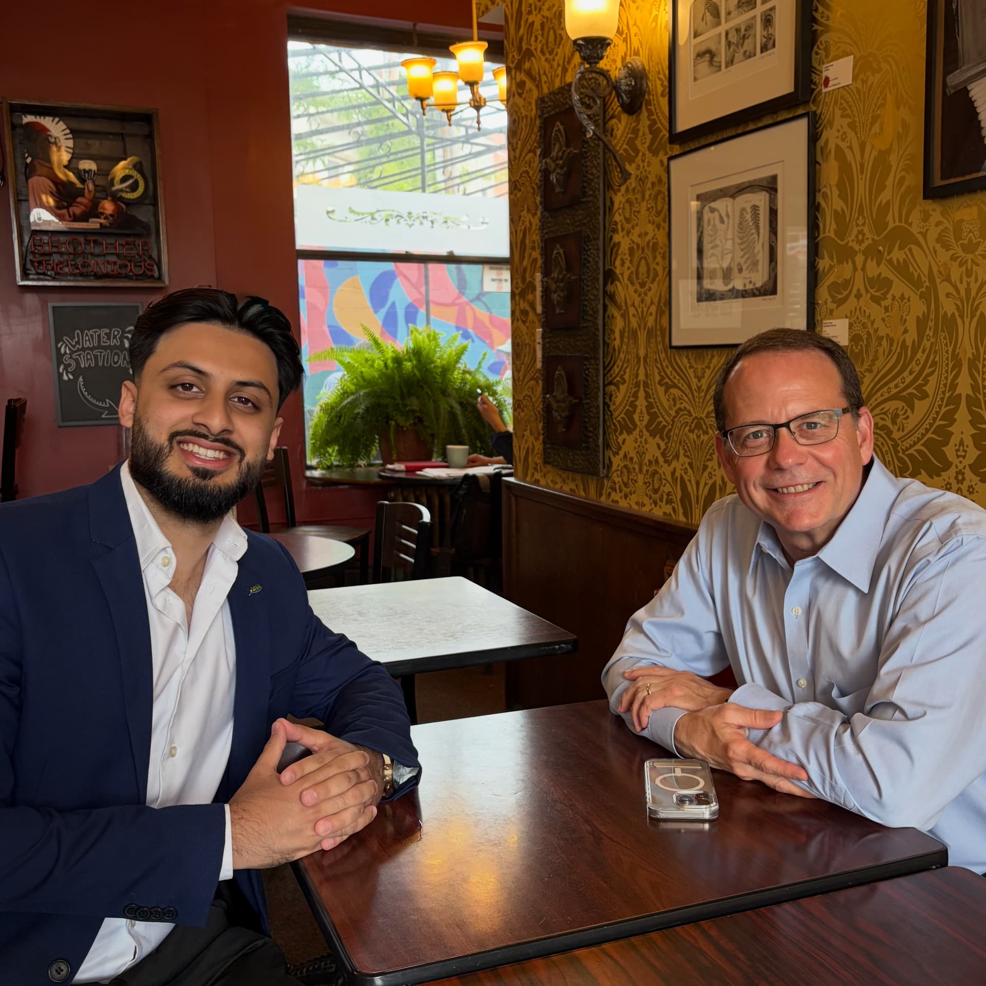 Mustafa Zuberi with Mike Schreiner